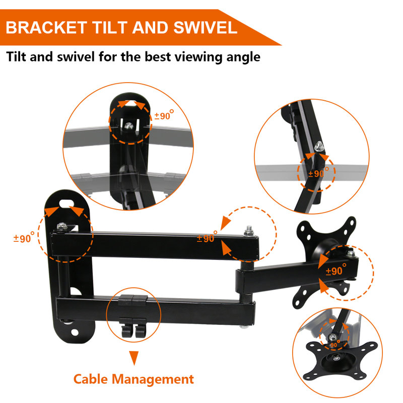 Aileana Black Wall Mount for 10"-32" Screens Holds up to 15 kg.