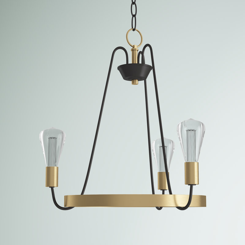 Alixe 3 - Light Dimmable Wagon Wheel Chandelier, Oil Rubbed Bronze/Antique Brass