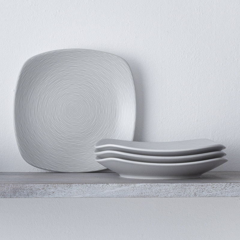 Assiettes à salade carrées colorées Noritake, 8 1/4 po, Gris