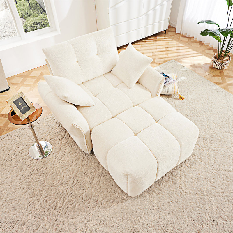 Canapé ergonomique à une place avec repose-pieds, Blanc