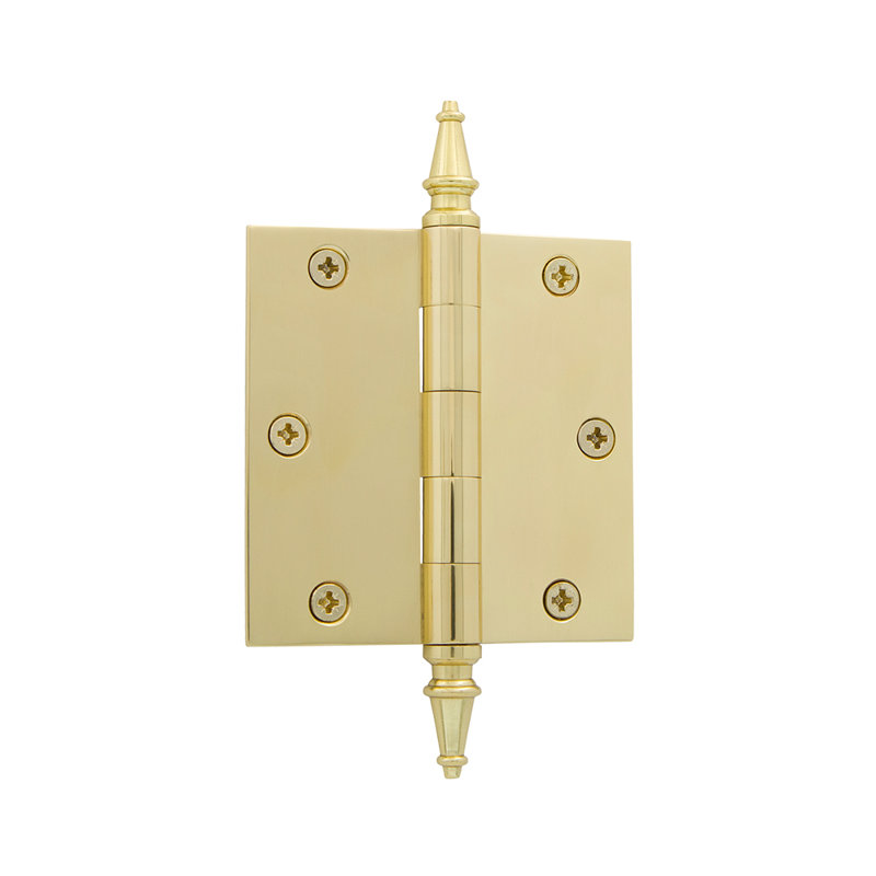 3.5'' x 3.5'' Brass Butt Bearing Hinge, Unlacquered Brass