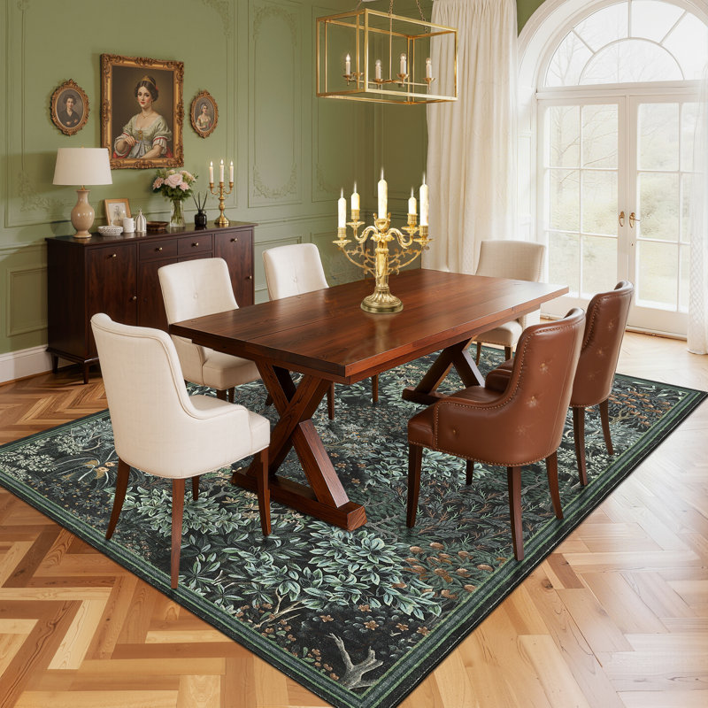 Tapis de jardin Botanical Forest, Noir, Rectangle 5 pi x 7 pi