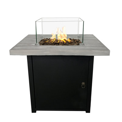 Auguster Square Concrete Propane Smokeless Fire Pit Table with Hidden Fuel Tank