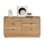 Commode double à 6 tiroirs de 52,5 po de largeur pour la chambre à coucher, commode, mobilier de chambre à coucher moderne Chaunta, l 16 po x l 52,5 po x H 29,5 po, chêne naturel