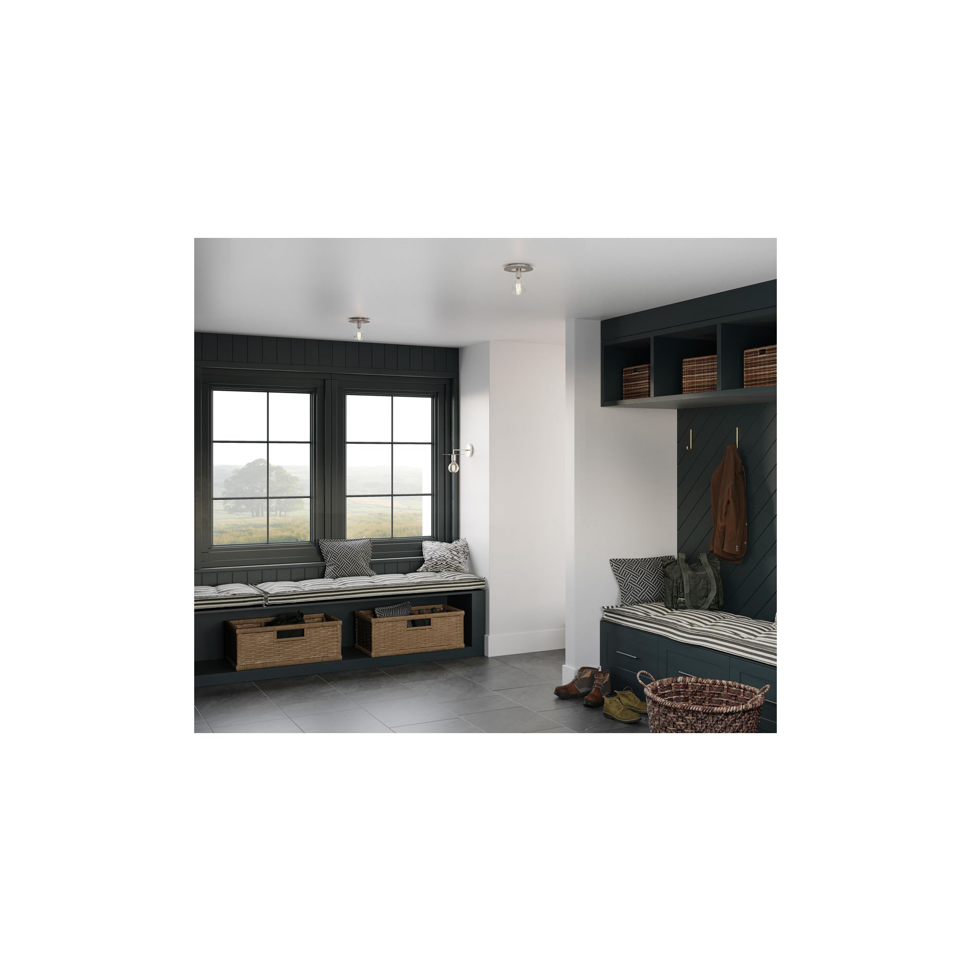 Single Light Semi Flush Mount, Brushed Nickel
