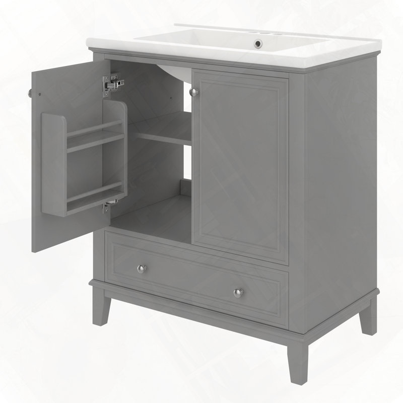 Ensemble de meuble-lavabo avec tiroir réglable, Grey
