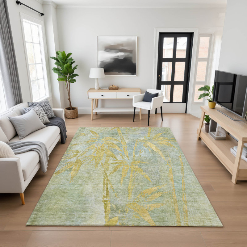 Premium Machine Washable Mayfield AMF2222 Botanical Rug, 9' x 12', Sage