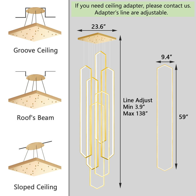 6 - Light Glam Dimmable Linear Chandelier, Gold