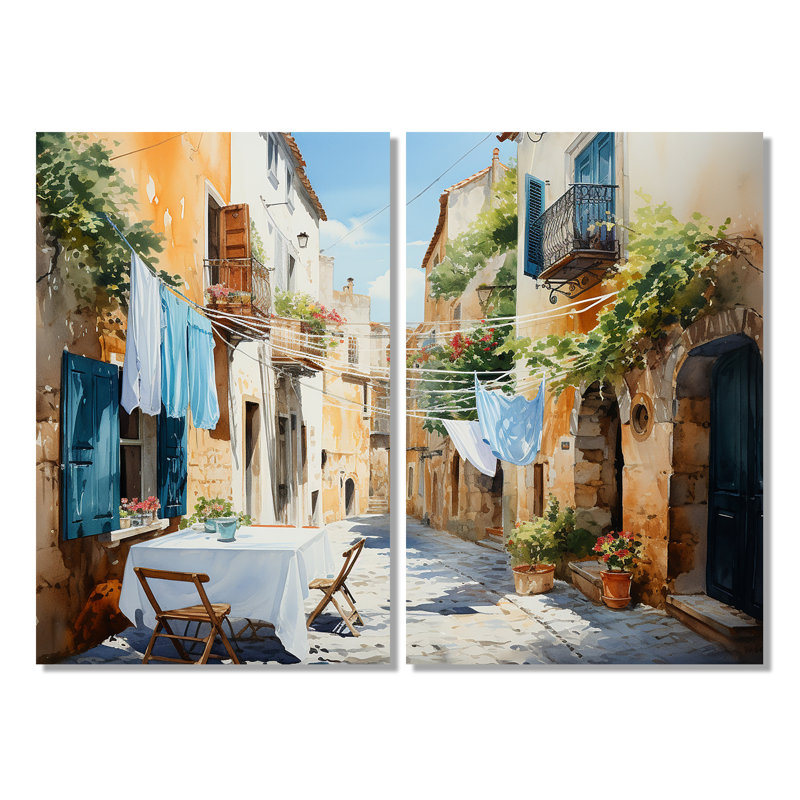Laundry Day In Italy I - Impressions d'art moderne sur toile, Wrapped Canvas, Does Not Apply, 36" H x 48" W