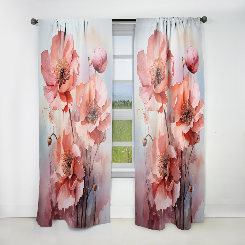 Haycroft Tulips Rendered in a Monochromatic Palette I - Tulips Curtain - Velvet Room Darkening - 1 Panel, 52" W x 84" L