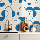 Boho Geometric Blue Peel And Stick Wall & Floor Tile Backsplash (Set of 12)