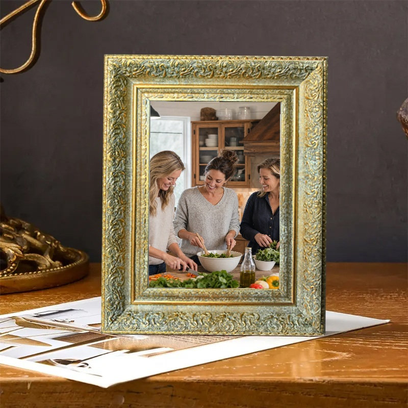 Cadre photo mural 11 pièces x 11 po or antique 11 po pour décoration de vestibule, Antique Gold, 1, L 11 po x H 14 po