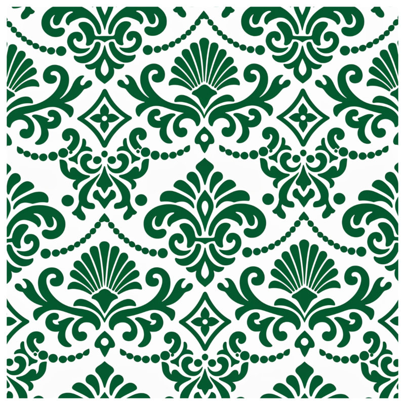 Tapisserie murale motif damassé vert, 104in H x88 with 4 Grommets