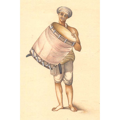 A Drummer Men | Miniature Painting On Paper | For Wall Décor