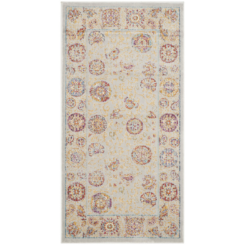 Beausejour Sevilla Viscose Oriental Rug in Silver, Rectangle 2'2" x 4'