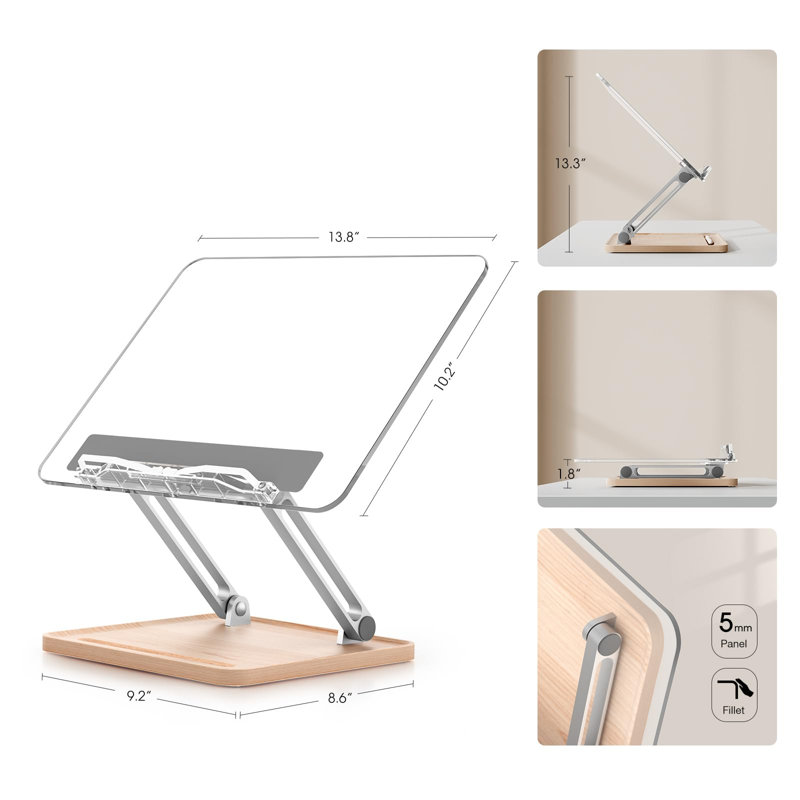 Adjustable Acrylic Book Stand for Reading with Pen Slot