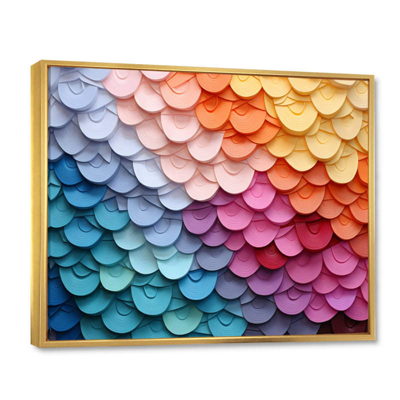 " Opt Harmonious Spectrum II ", Gold Floater Framed, 34" H x 44" W x 1.5" D