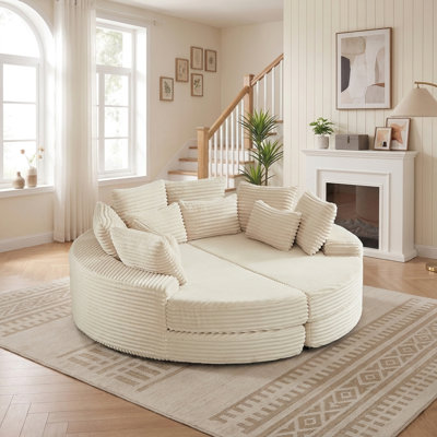 Fauteuil inclinable rond surdimensionné de 78,5 pouces avec coussin cervical - Se sépare en deux fauteuils