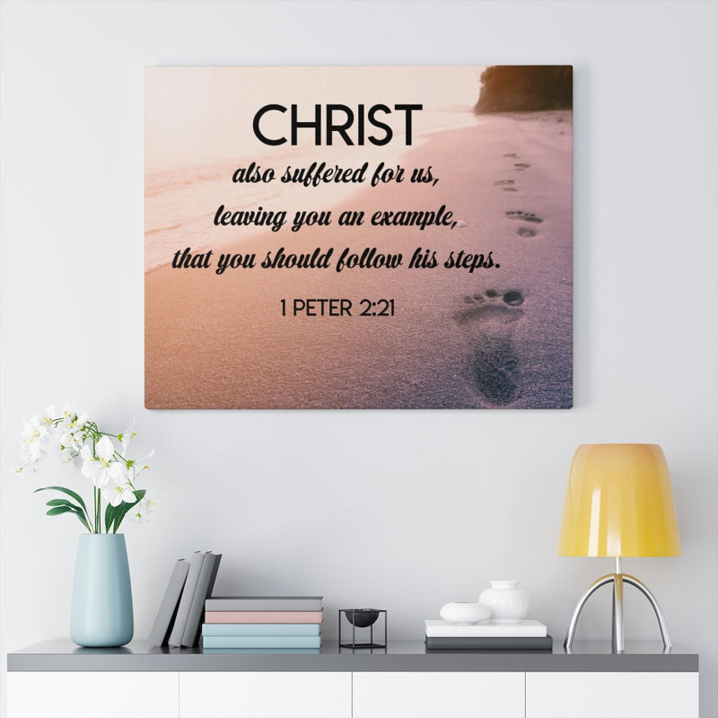 Follow Christ Steps 1 Peter 2:21 - Wrapped Canvas Print, 46cm H x 61cm W
