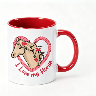1pc Love My Horse Logo Insulated Ceramic Coffee Mug Coffee Cup Thanksgiving Gift Holiday Gift Birthday.
