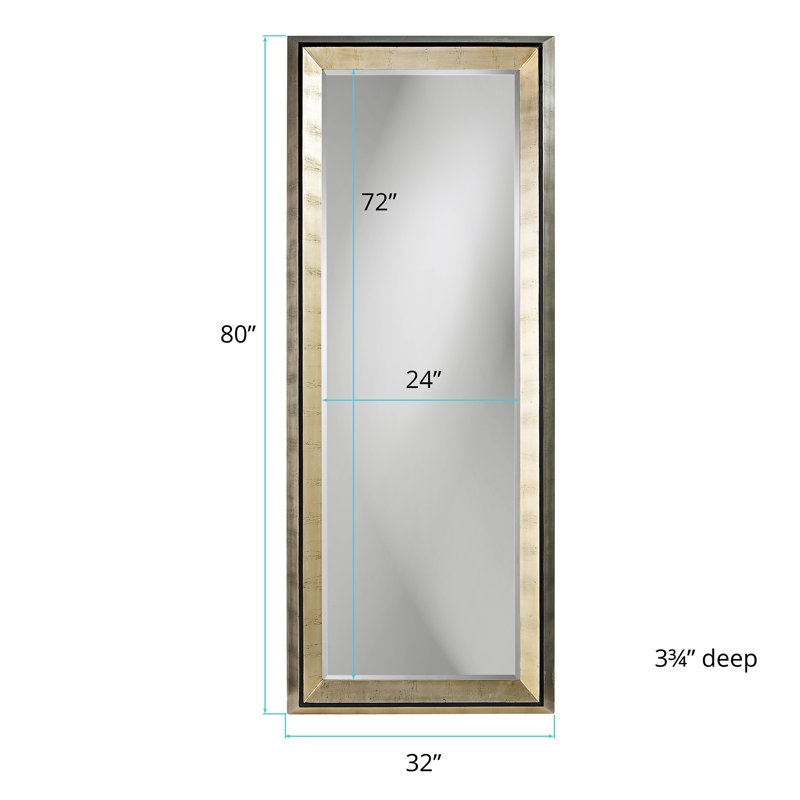 87" Silver Rectangular Full Length Wood Floor Mirror