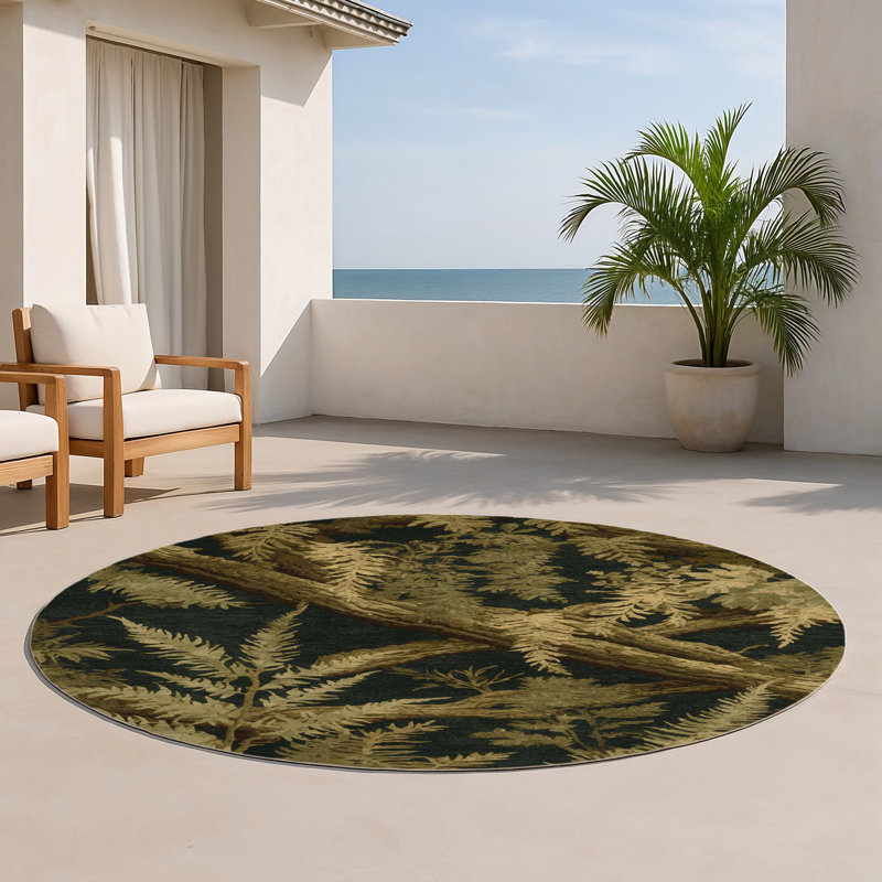 Tapis d'intérieur et d'extérieur brun Nature, Rond 5 pi