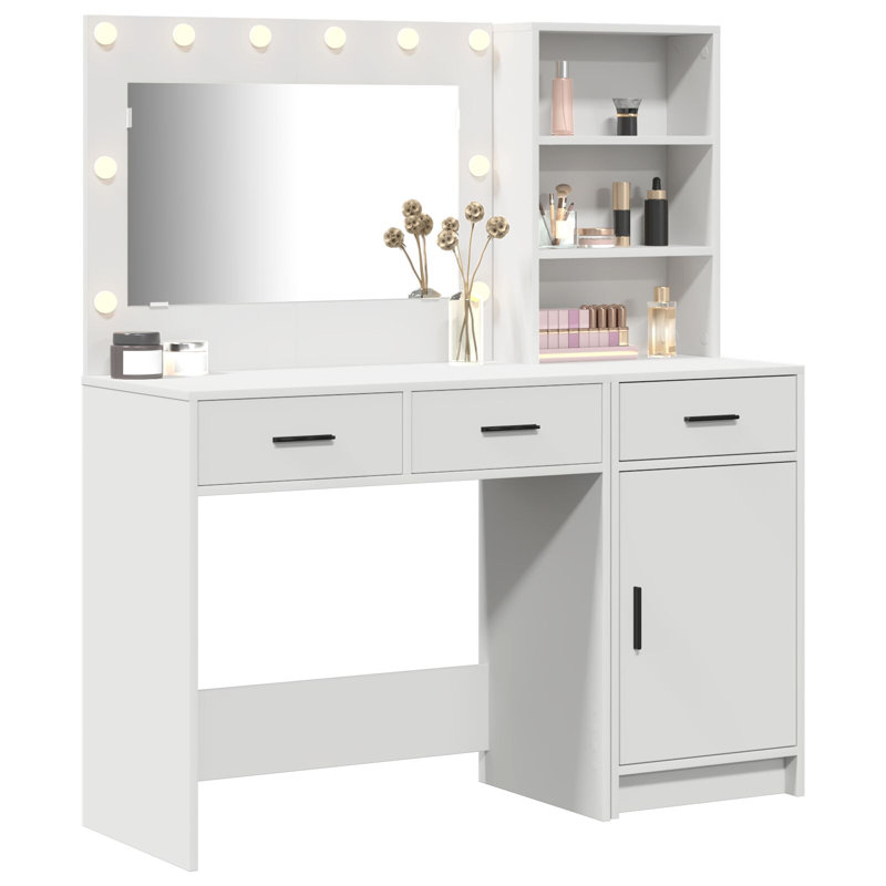 Set Of 2 Engineered Wood Dressing Table, White