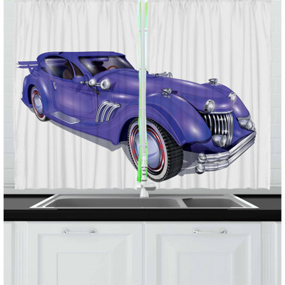 Cars 2 Piece Kitchen Curtain
