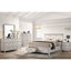 Très grand lit de rangement gris avec tête de lit fonctionnelle en X - Taille et style de chambre à coucher