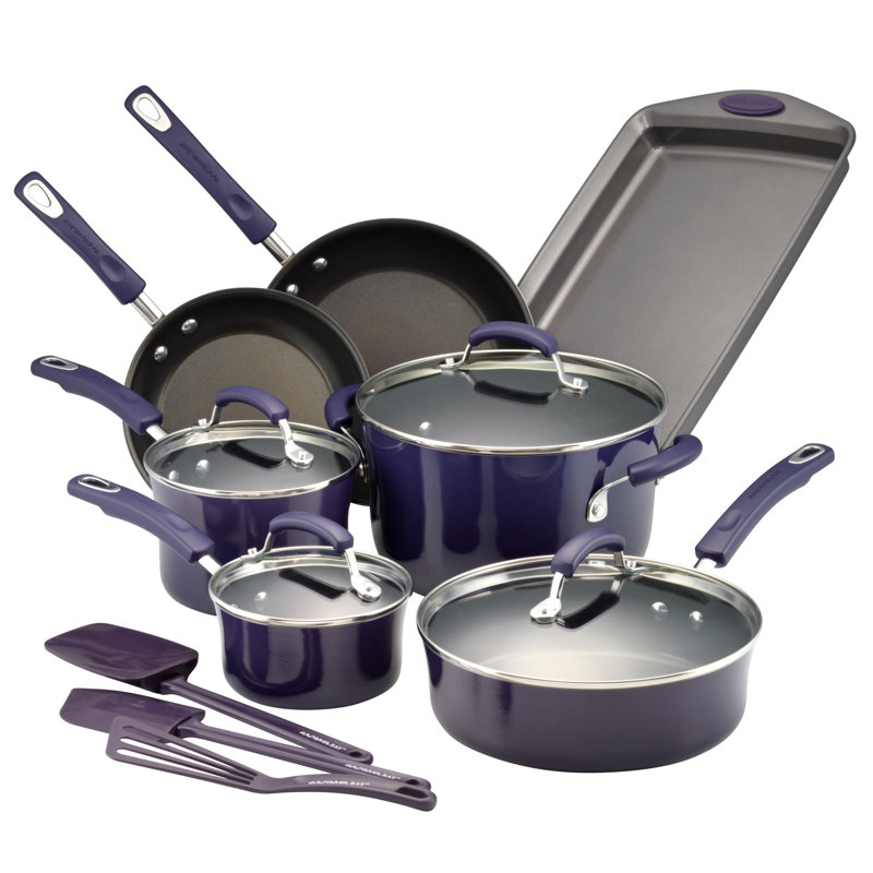 14-Piece Purple Gradient Nonstick Aluminum Cookware Set