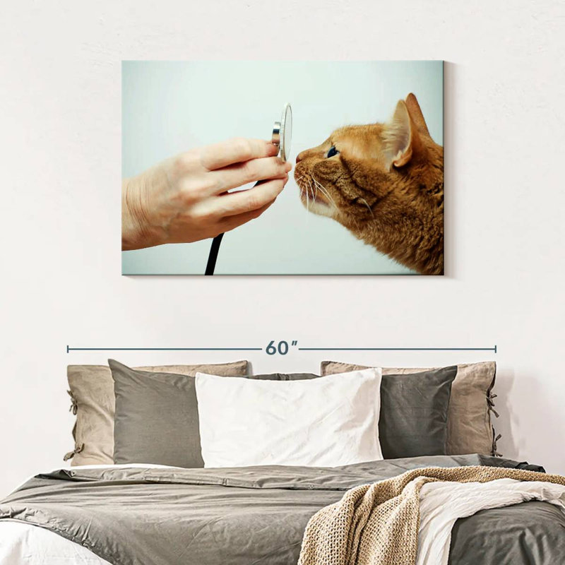 Chat chat sur toile, H 30 po x l 45 po x P 1,25 po