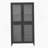 Classic Metal Storage Cabinet Display Cabinet With  Glass Doors  Shelves Cabinet  Bookcase Side Cabinet  Home Office  Kitchen Hallway - Black, Waffle Grids Tempered Glass