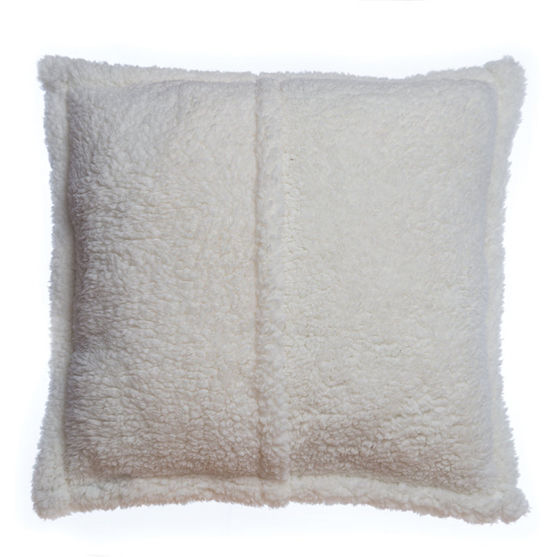 18" White and Red Sherpa Christmas Throw Pillow