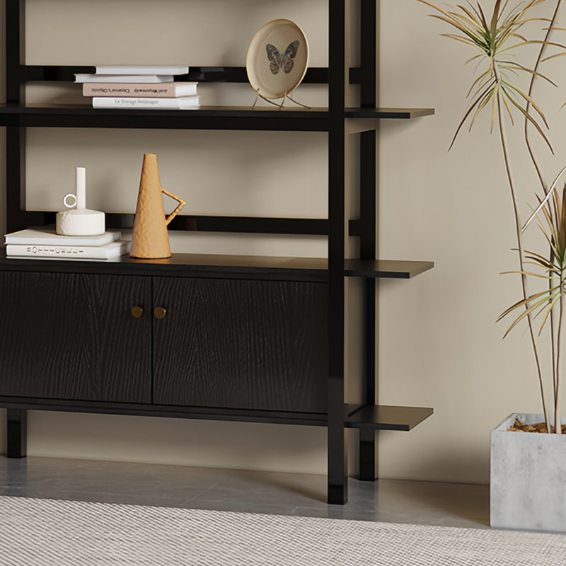A light luxury and beautiful bookcase, 73.2" H x 31.4" W x 13.7" D, Black