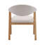 Chaises de salle à manger rembourrées avec dossier incurvé, tissu beige et structure en bois d'hévéa naturel, ensemble de 2