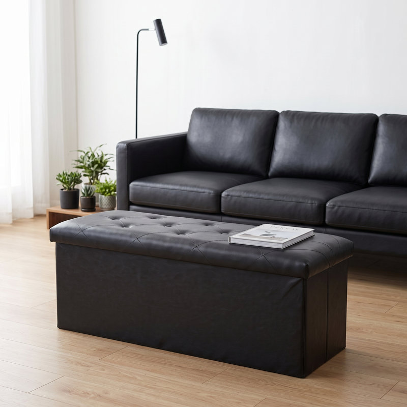 Upholstered Engineered Wood Bench, Noir, Simili cuir