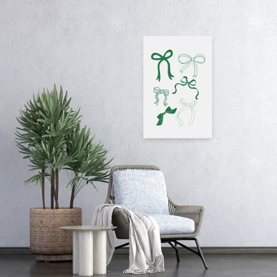 «Elegant Green Bows», impression murale abstraite contemporaine