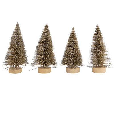 Paquet de 4 petites décorations pour sapin de Noël artificiel, 4,13 po de hauteur, mini sapins de Noël, cèdre, pin, sisal, décoration de table, JT