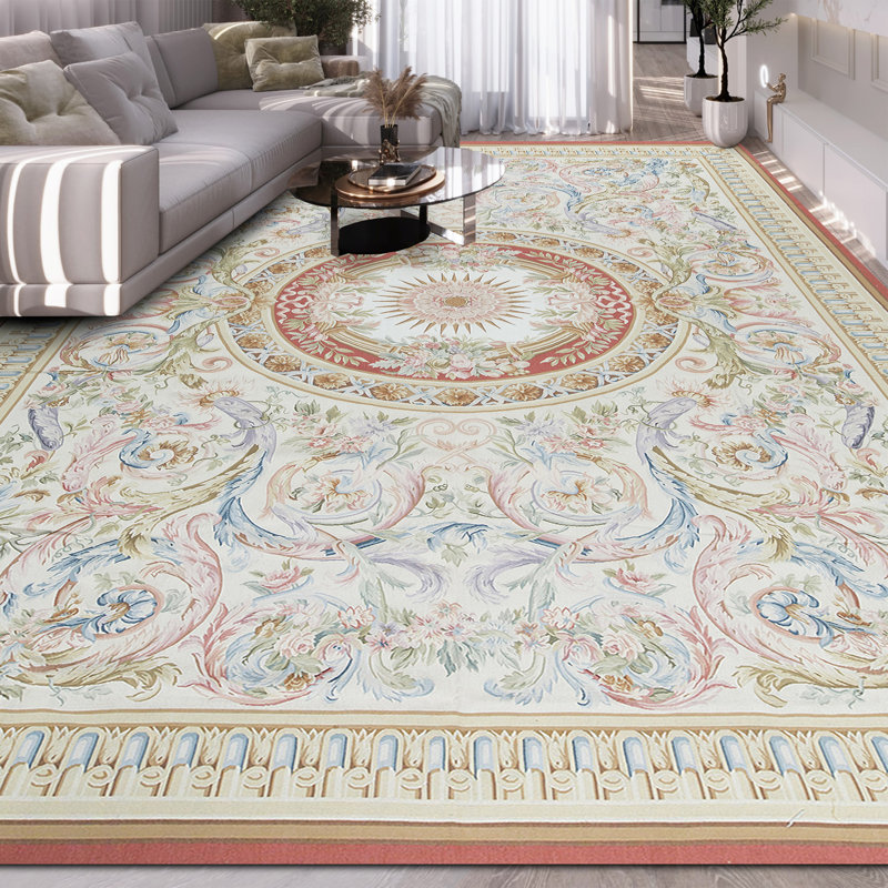 Hand-Knotted High-Quality Ivory and Red Area Rug