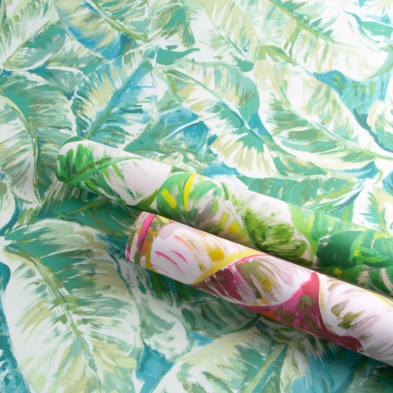 Majorelle Diani 24' L x 53.54" W Wallpaper Roll, Leaf