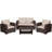 Alderman 4 Piece Outdoor Faux Rattan Chair, Loveseat and Table Set in Chocolate Brown