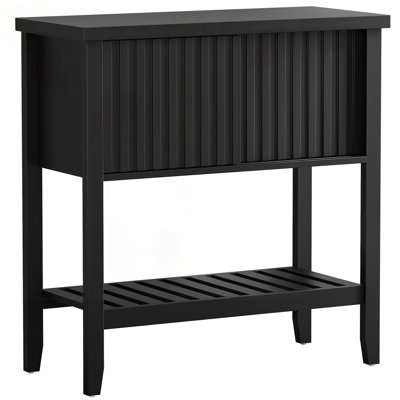 31.5" Entryway Console Table with Sliding Drawer Doors and Storage Shelf