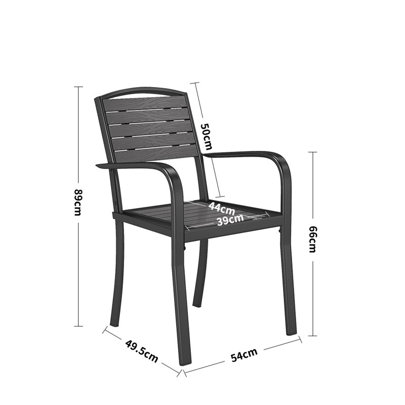 Chrysanthi Stacking Patio Dining Side Chair, Grey