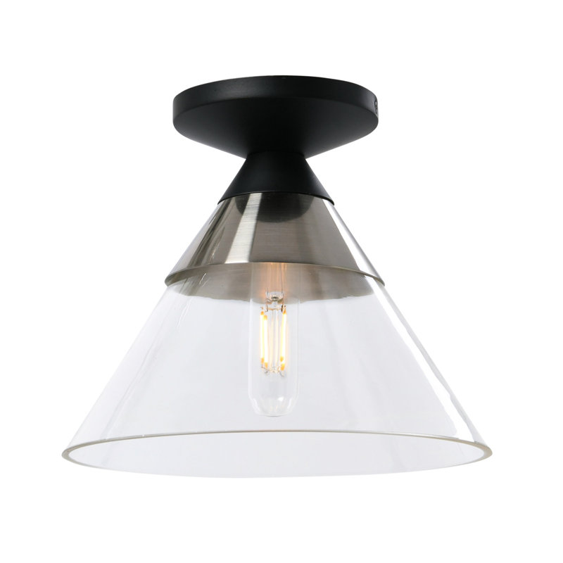 Plafonnier encastré en verre Cvetank, Noir mat / nickel brossé