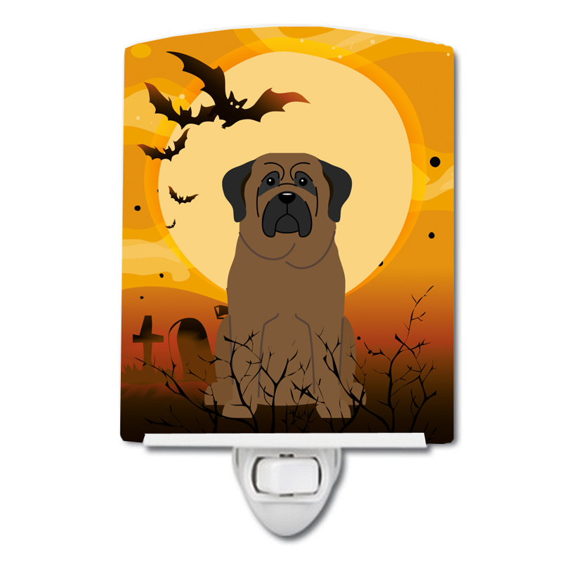 Éclairage de nuit en céramique halloween basset hound, Bull-mastiff