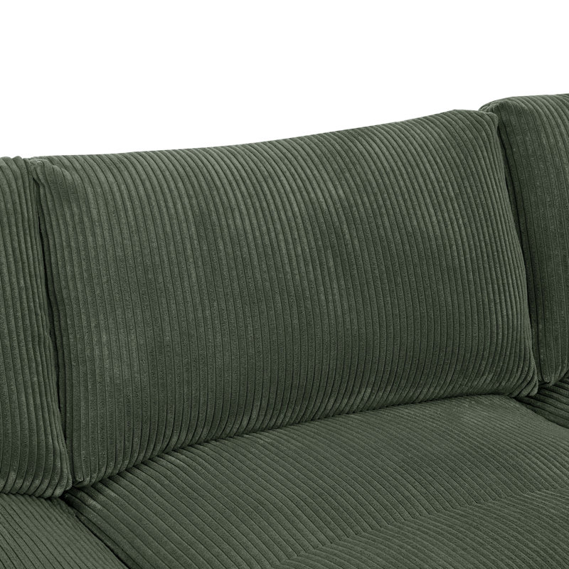 Princescy Corduroy Modular Sectional, Dark Green Corduroy