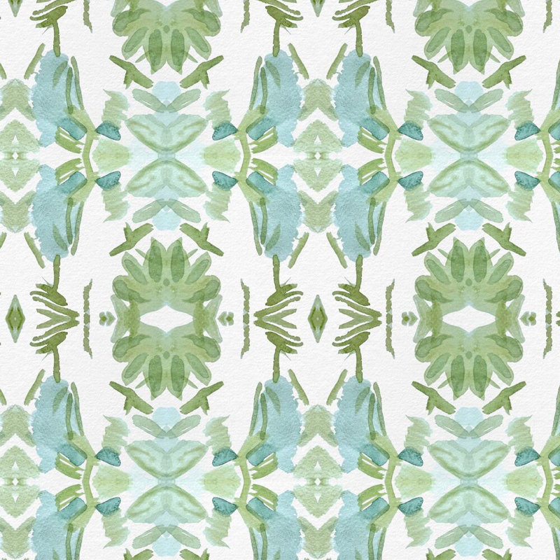 Wildflowers I Large Repeat Luxury Throw Pillow, Blue/Sage Green Floral, 22"H x 22"W