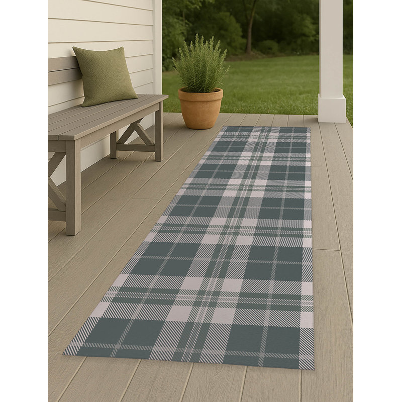 Tapis d'extérieur antidérapant Tartan Block, Tapis de couloir 2 pi 6 po x 8 pi