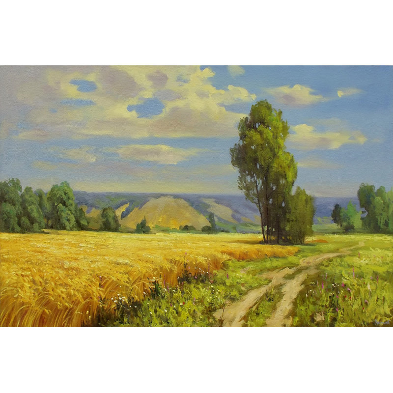 Champ de rêves - peinture sur toile tendue, L 45 po x H 30 po