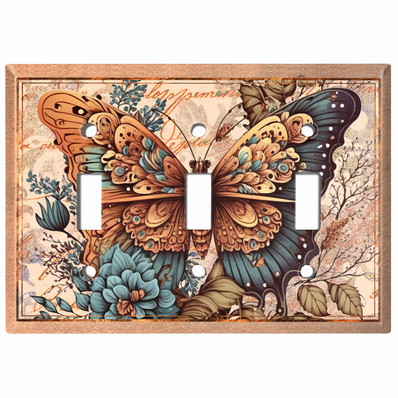 Copper Rust Patina Teal Print 3 - Gang Toggle Light Switch Standard Wall Plate